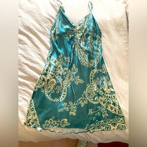 Zara satin V neck slip dress in Paisley print